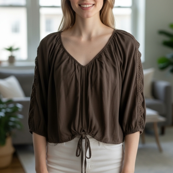 American Rag Tops - American Rag Army Green blouse